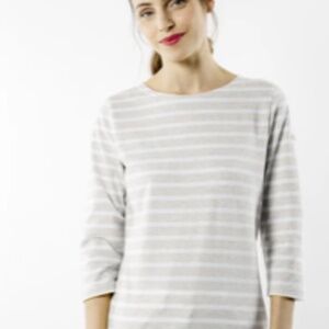 Galathee II Breton Striped Top with ¾ Sleeve | Soft Cotton | Women Fit